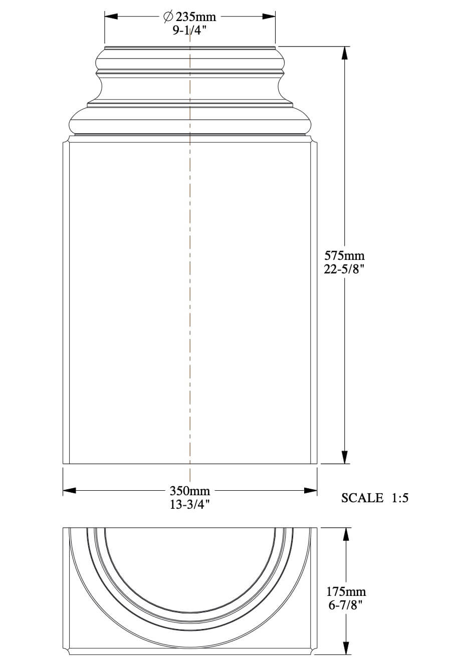 Base per semicolonne | 175 x 575 x 350 mm | K1131