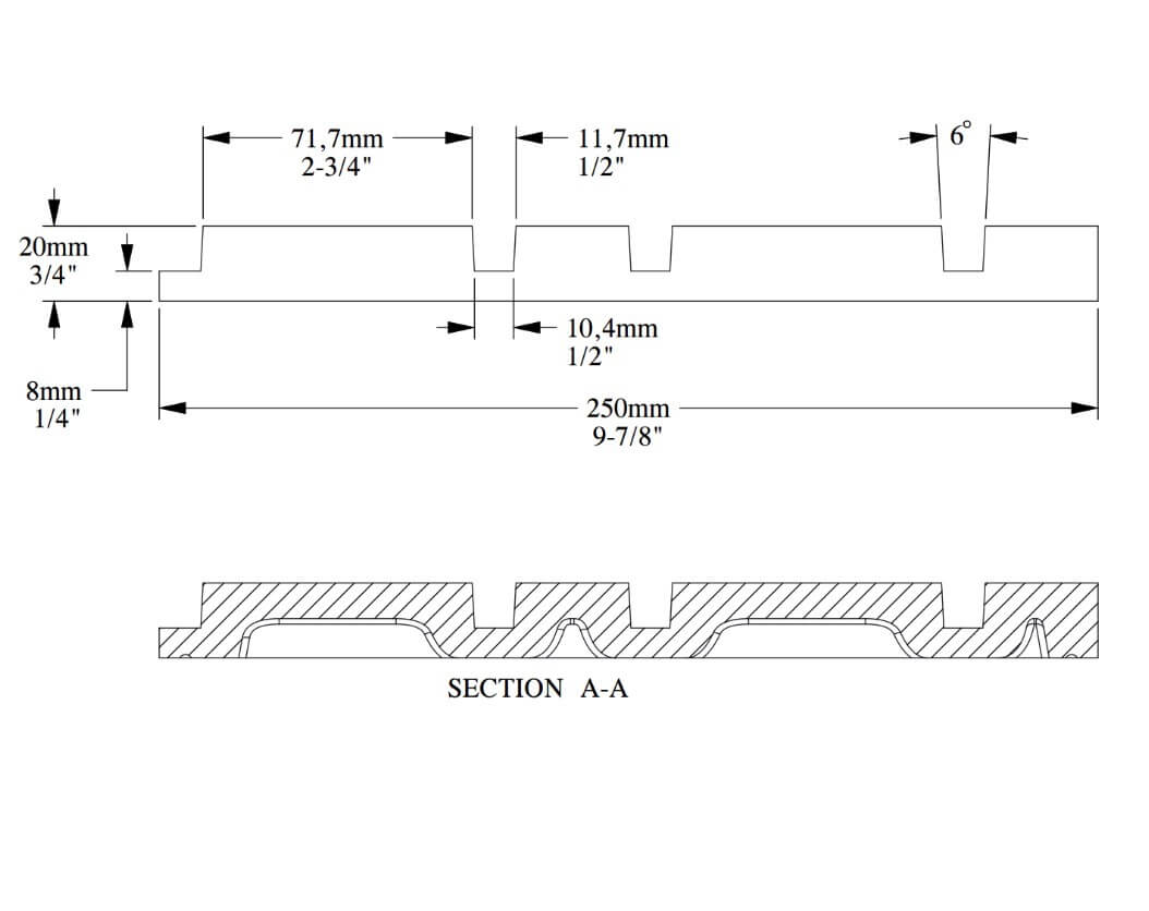 Flexibles 3D Paneel  | 250 x 20 x 2000 mm | W119F BAR MIX