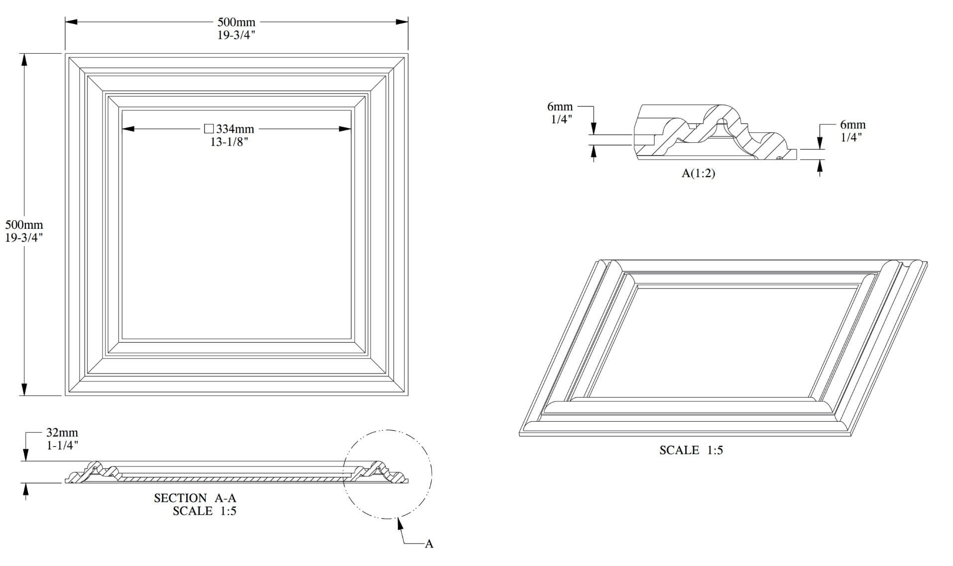 3D Paneel | 500 x 32 x 500 mm | W121 AUTOIRE