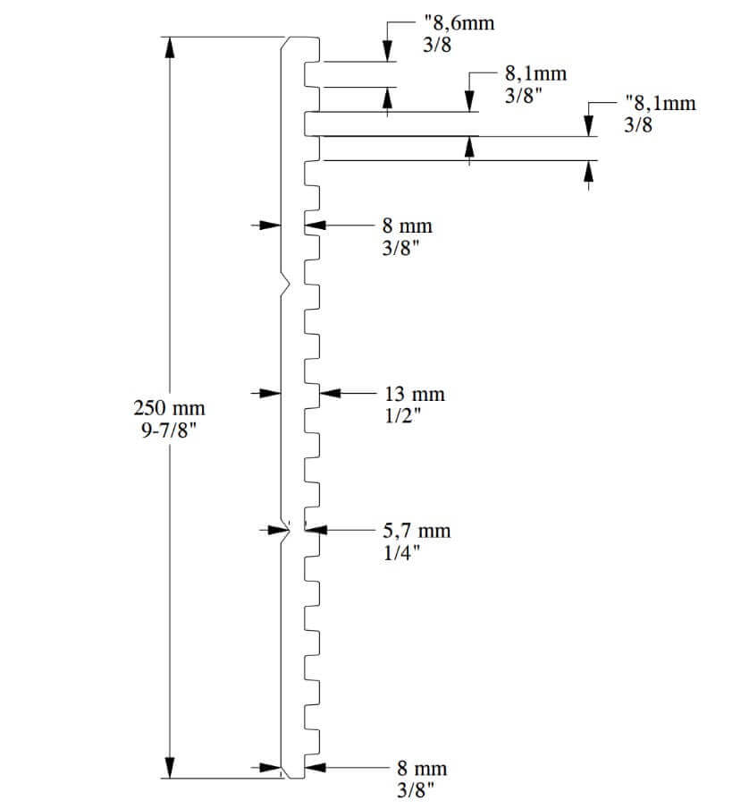 3D Paneel  | 250 x 13 x 2000 mm | WX205 TRACK